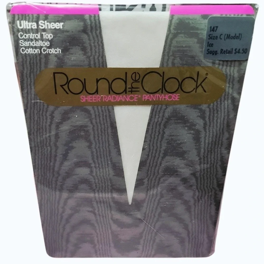 Vintage Round the Clock Pantyhose Lot 8 Size‎ C Ice Ultra Sheer Control Top NOS